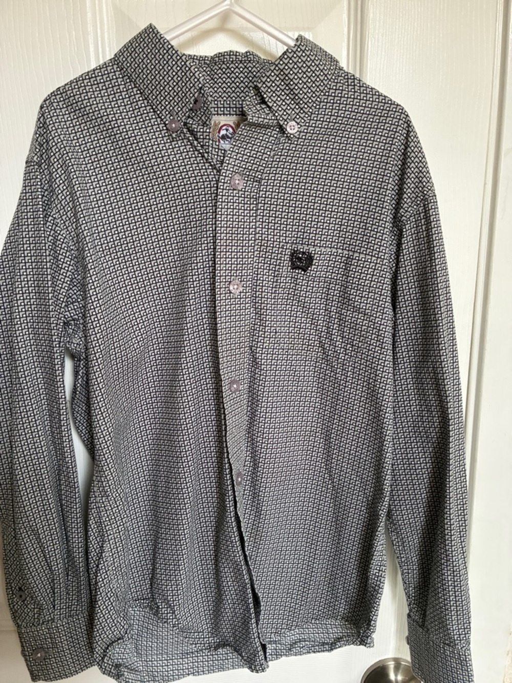 Cinch Men's Black & White Patterned Button-Down Shirt